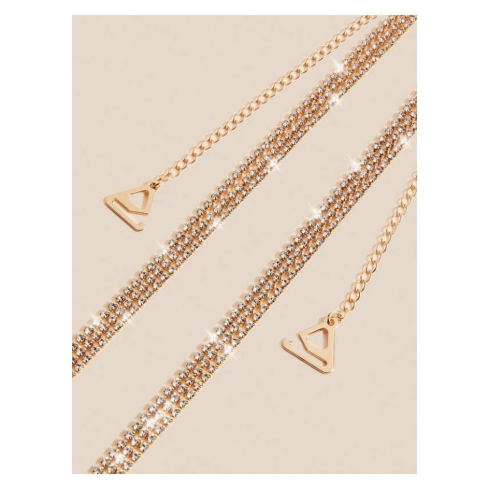 Gold Rhinestone Studded Shoulder Strap (one pair)